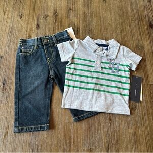 2/24$ NWT Tommy Hilfiger Baby Outfit (Jeans + Polo) size 3-6 months